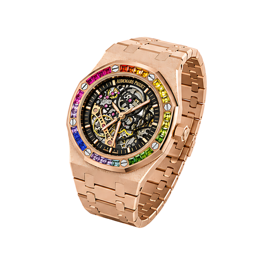 Audemars Piguet Royal Oak Rainbow Frosted Rose Gold Watch - image 2