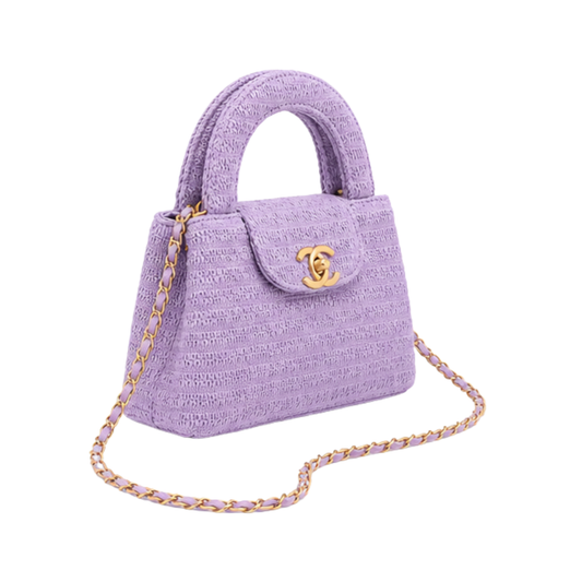 Chanel Mini Kelly Straw Purple Bag – product view