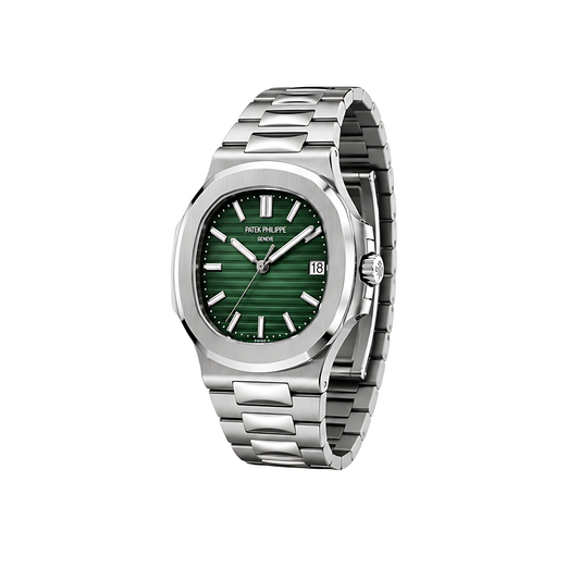 Patek Philippe Nautilus Green Dial Two Tone Silver Watch - image 2