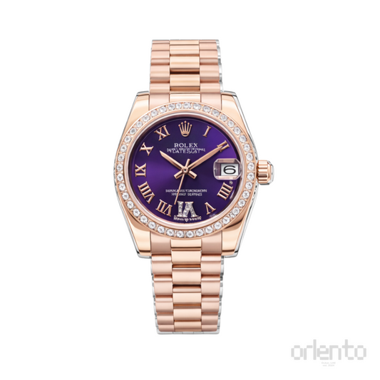 Rolex Watch | Datejust Two-Tone Aubergine Roman Diamond Purple Dial