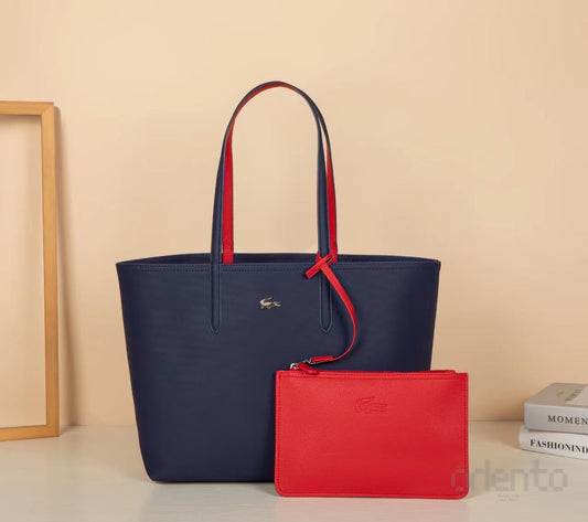 Lacoste Bag Anna Reversible Tote Peacoat Salsa Red – product view