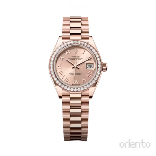 Rolex Watch | Datejust 28 Rose Dial Diamond Bezel