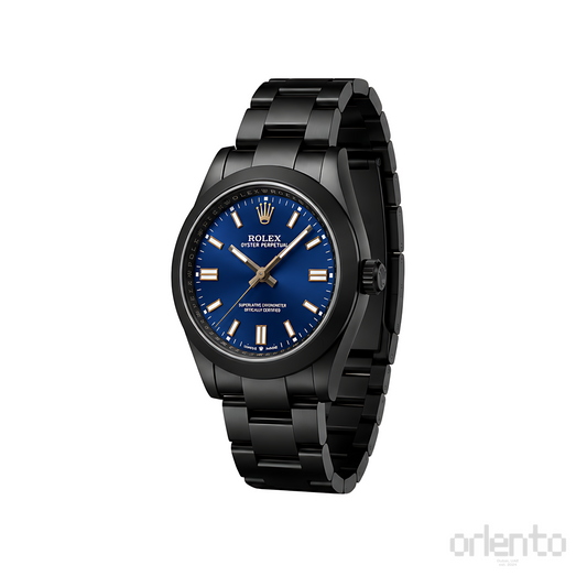 Rolex Oyster Perpetual Blue Dial Matte Black Watch - image 2