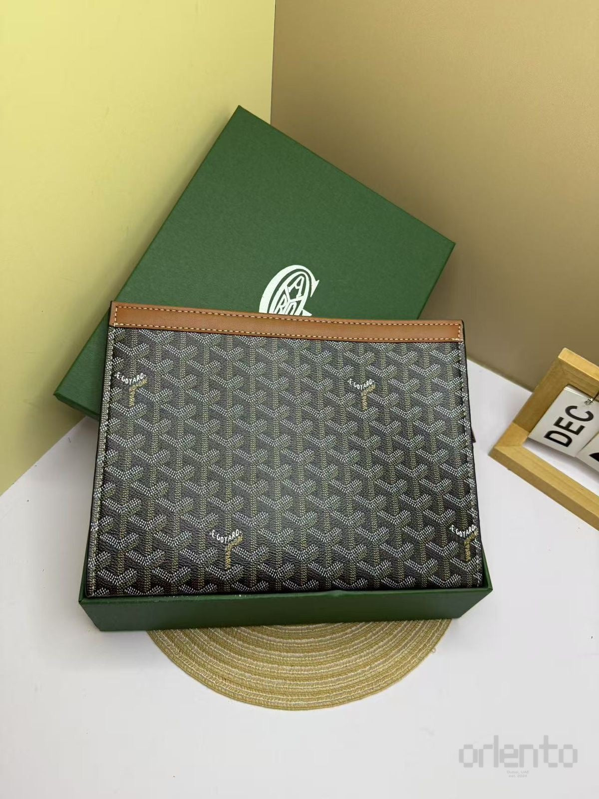 Goyard Pouch Conti Black Tan Brown Strip – product view