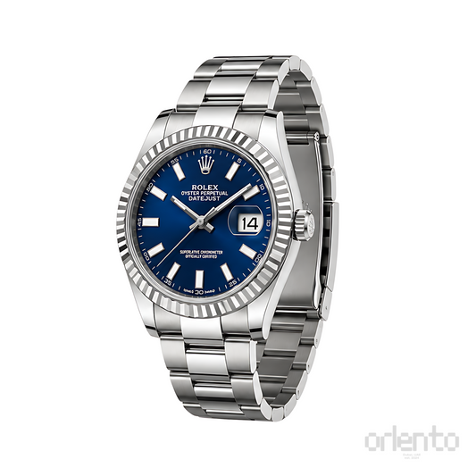 Rolex Datejust Blue Dial Fluted Bezel Silver Watch - image 2