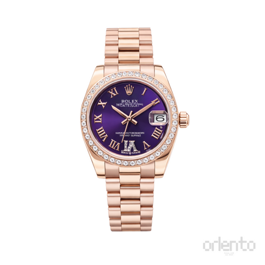 Rolex Watch | Datejust Two-Tone Aubergine Roman Diamond Purple Dial