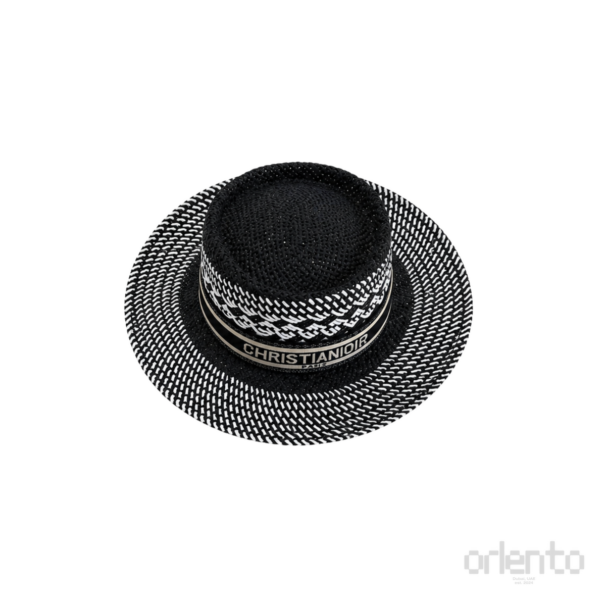 Dior D-Bobby Straw Hat Black White – product view