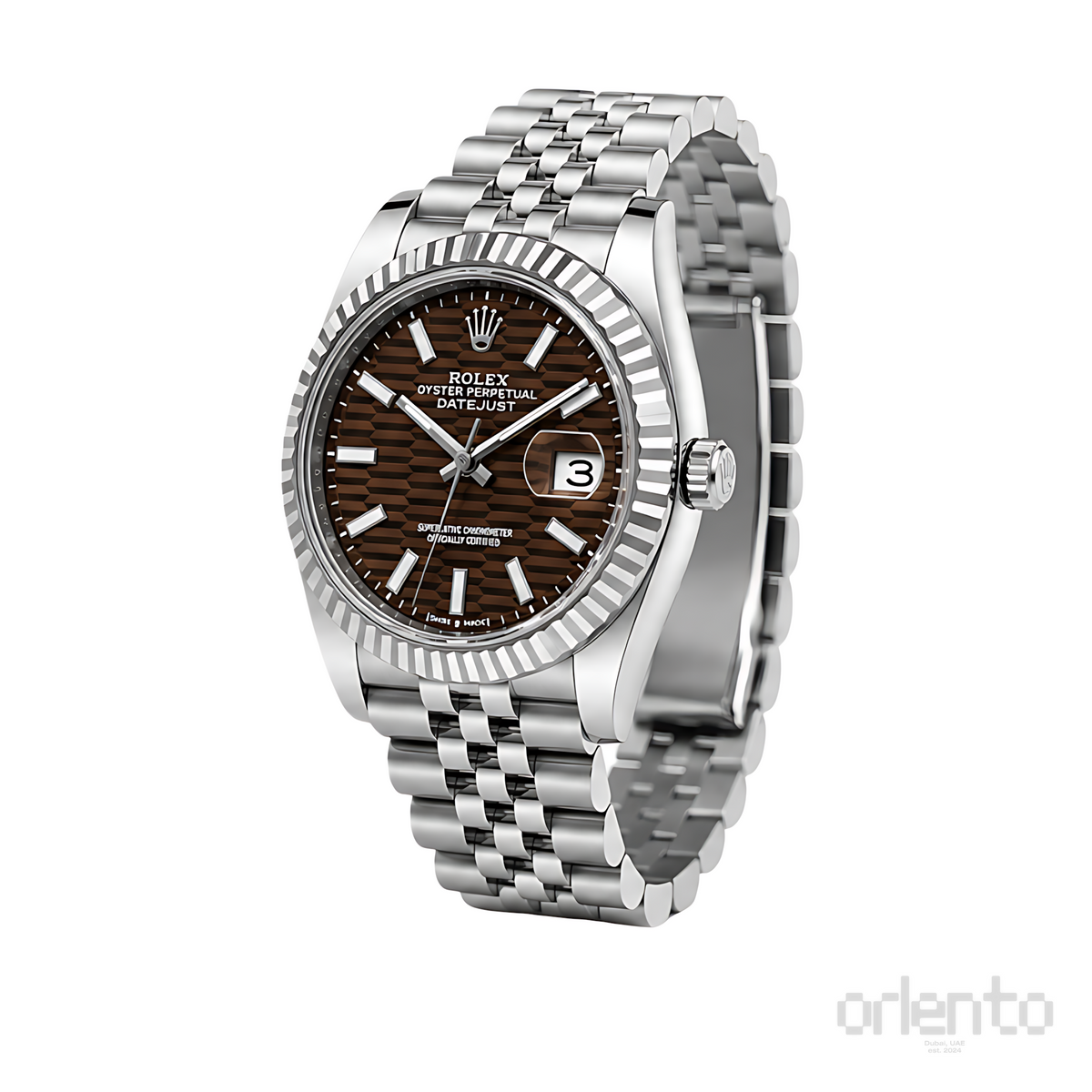 Rolex Datejust Brown Waffle Dial Silver Watch - image 3