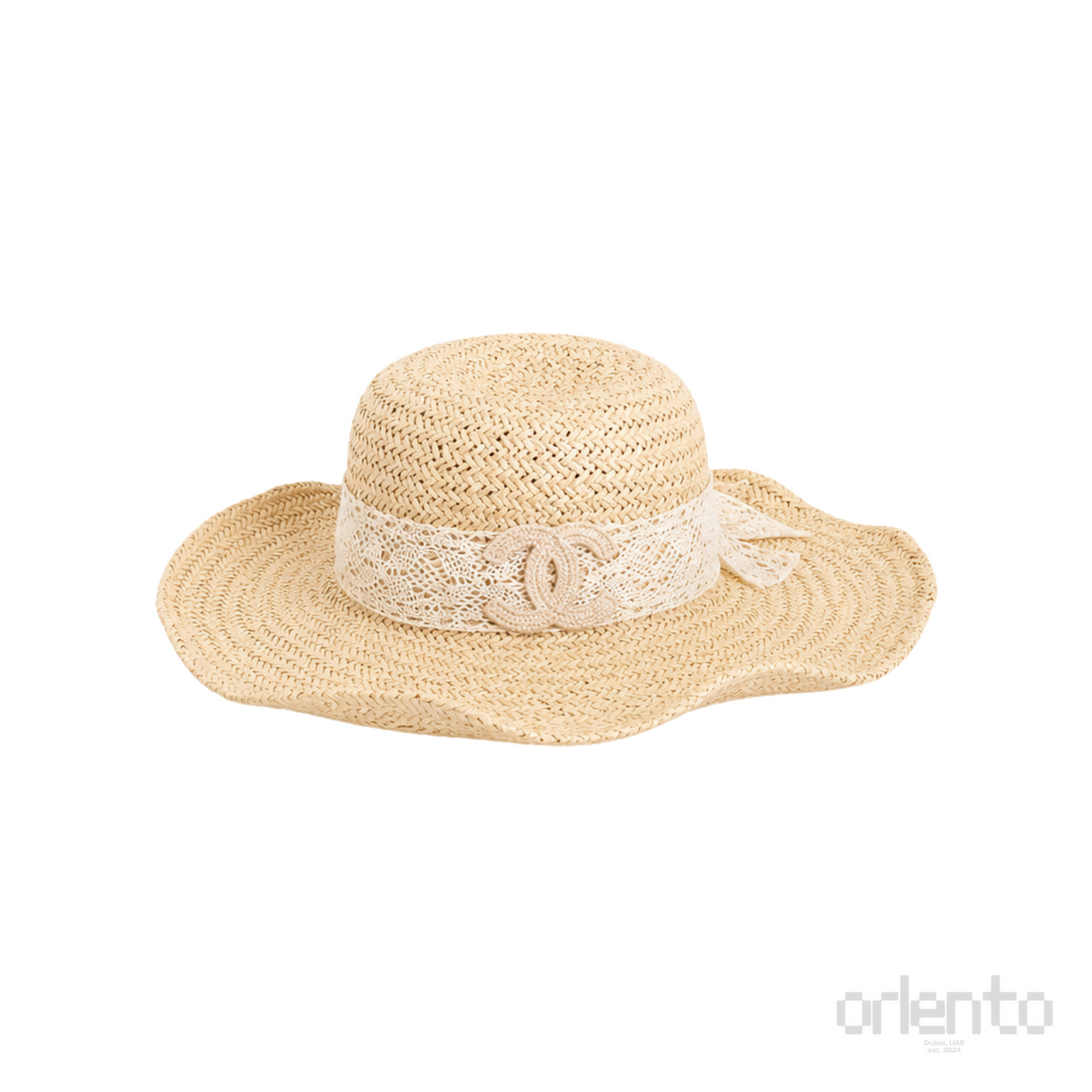 Chanel Straw Sun Hat Distinct Beige Straw Texture – product view
