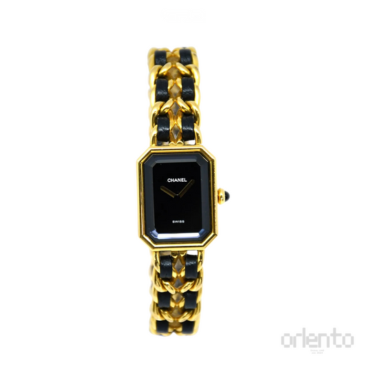Chanel Watch |  Chanel Première Black Yellow Chain Leather Strap