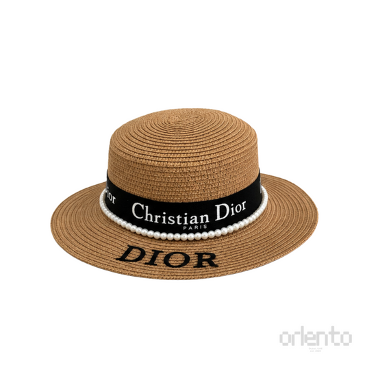 Dior D-Bobby Large Brim Straw Hat Natural Black – product view