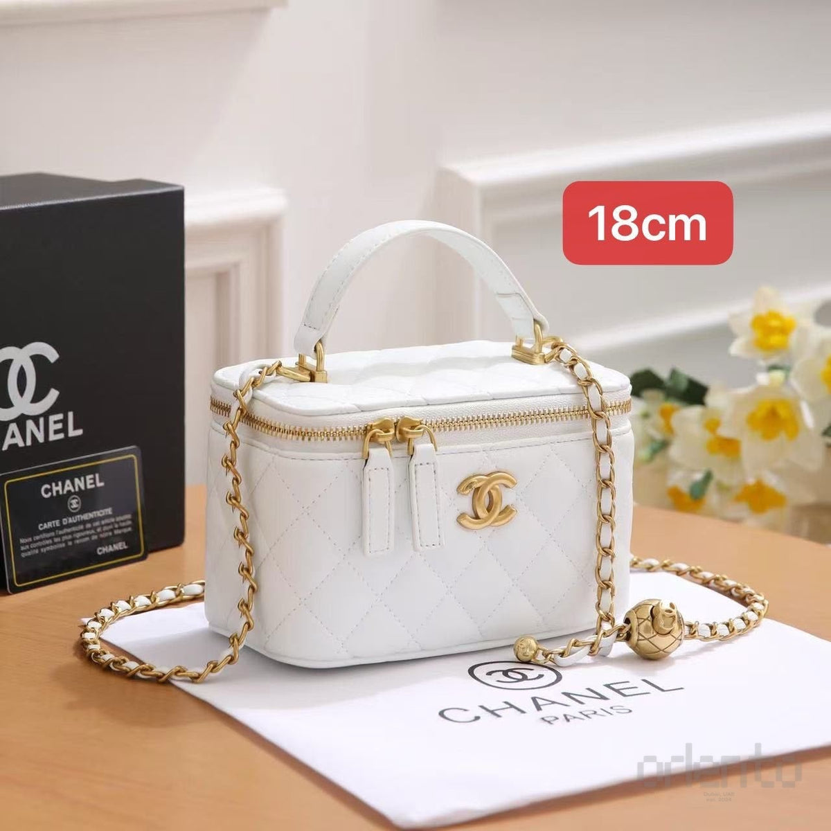 Chanel Bag Top Handle Vanity Case Chain White – product view
