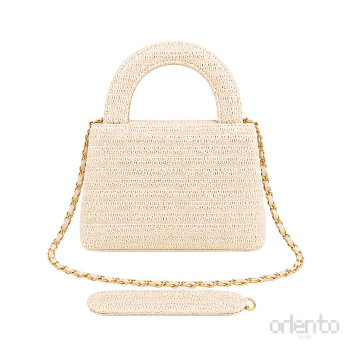 Chanel Mini Kelly Raffia Beige Bag – product view