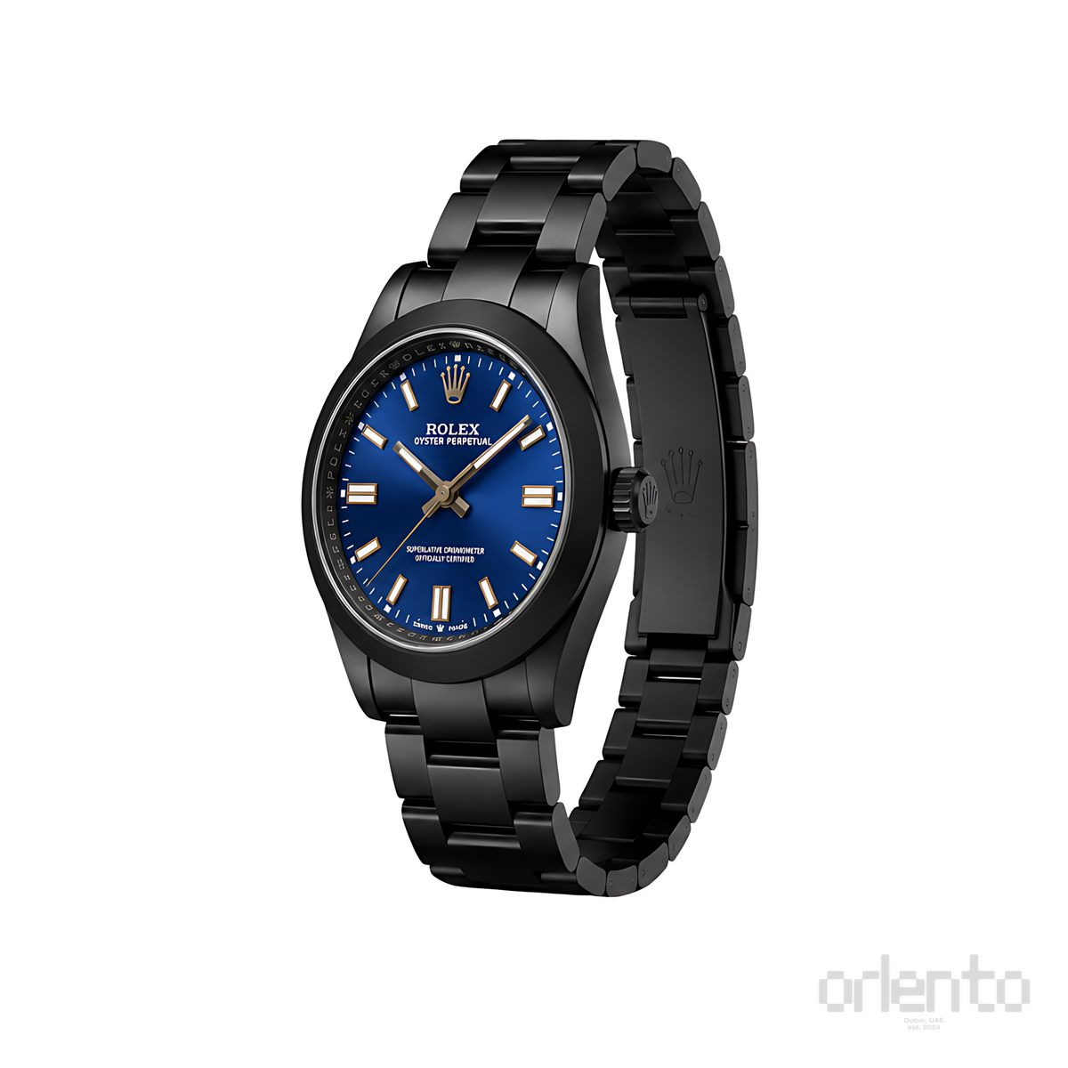 Rolex Oyster Perpetual Blue Dial Matte Black Watch - image 3