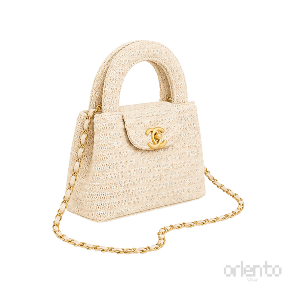 Chanel Mini Kelly Raffia Beige Bag – product view