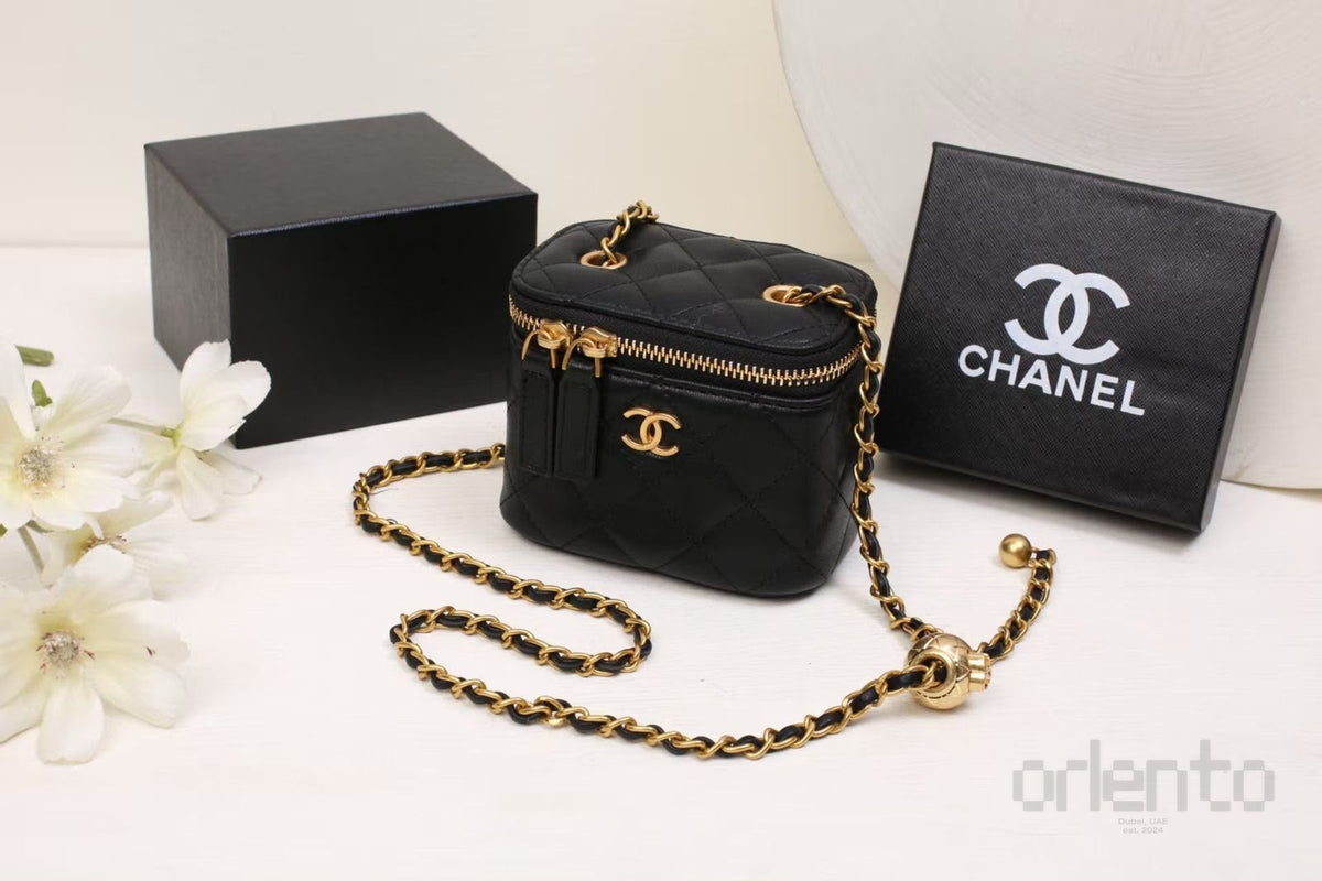Chanel Bag Top Handle Vanity Case Chain Black – product view