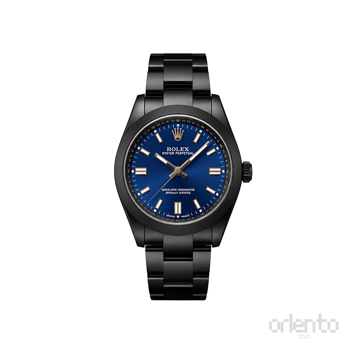 Rolex Oyster Perpetual Blue Dial Matte Black Watch - image 1