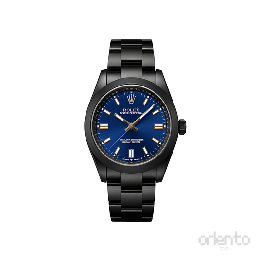 Rolex Oyster Perpetual Blue Dial Matte Black Watch - image 1