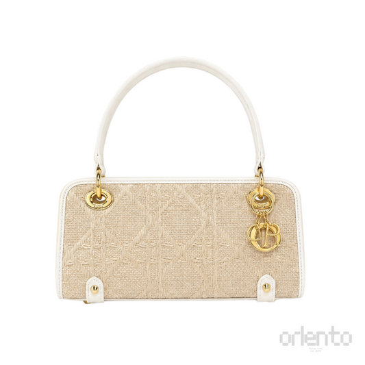 Dior Beige Raffia-Effect Lady D-Joy Bag – product view