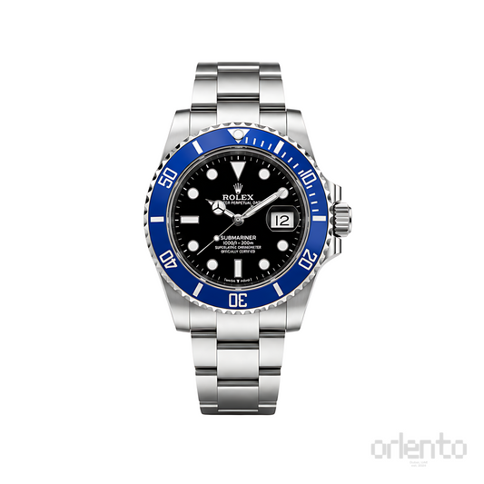 Rolex Submariner Date Black Dial Blue Bezel Silver Watch - image 1