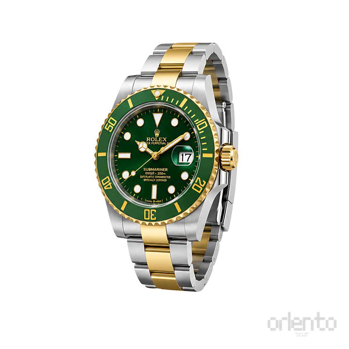 Rolex Submariner Date Green Dial GreenGold Bezel Gold Silver Watch - image 2
