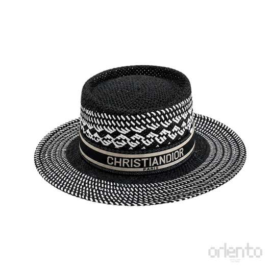 Dior D-Bobby Straw Hat Black White – product view