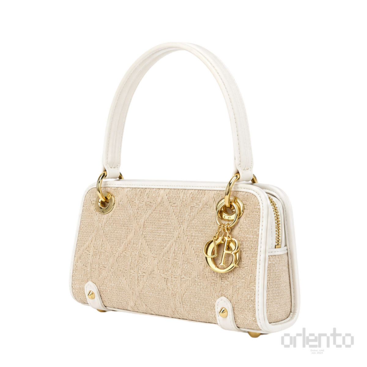 Dior Beige Raffia-Effect Lady D-Joy Bag – product view