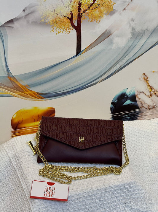 Carolina Herrera Bag Envelope Crossbody Wallet on Chain Burgundy – product view
