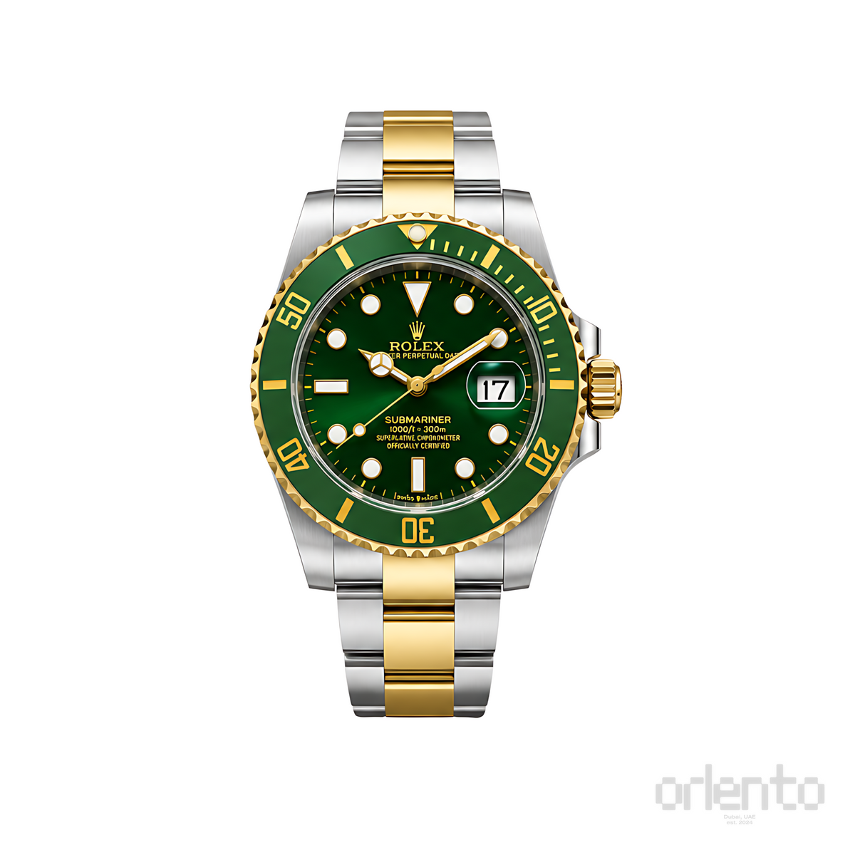 Rolex Submariner Date Green Dial GreenGold Bezel Gold Silver Watch - image 1