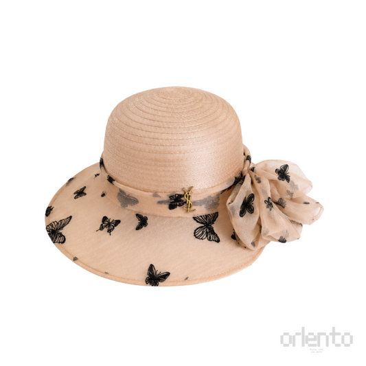 Dior Butterfly Tulle Straw Capeline Peach Beige – product view