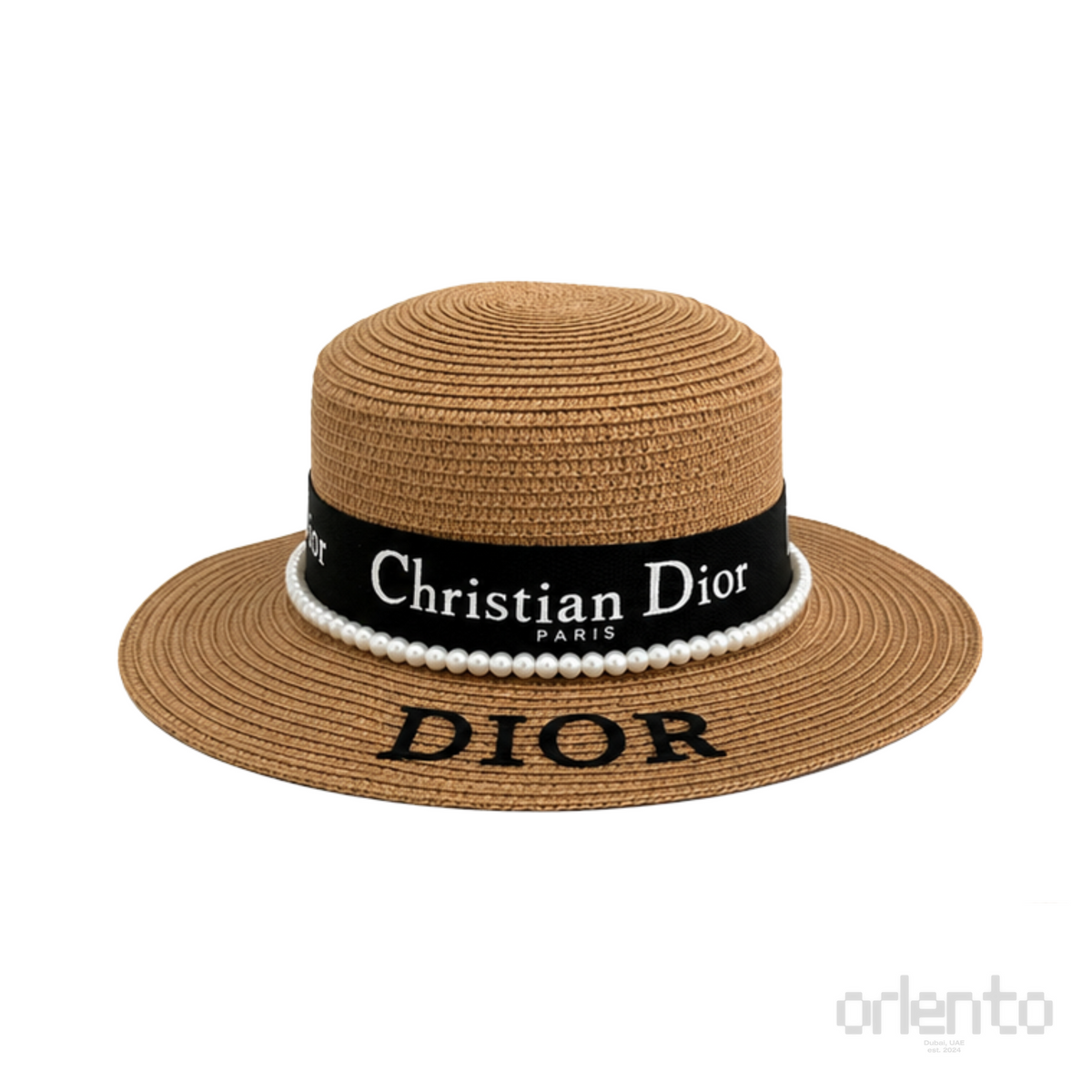 Dior D-Bobby Large Brim Straw Hat Natural Black – product view