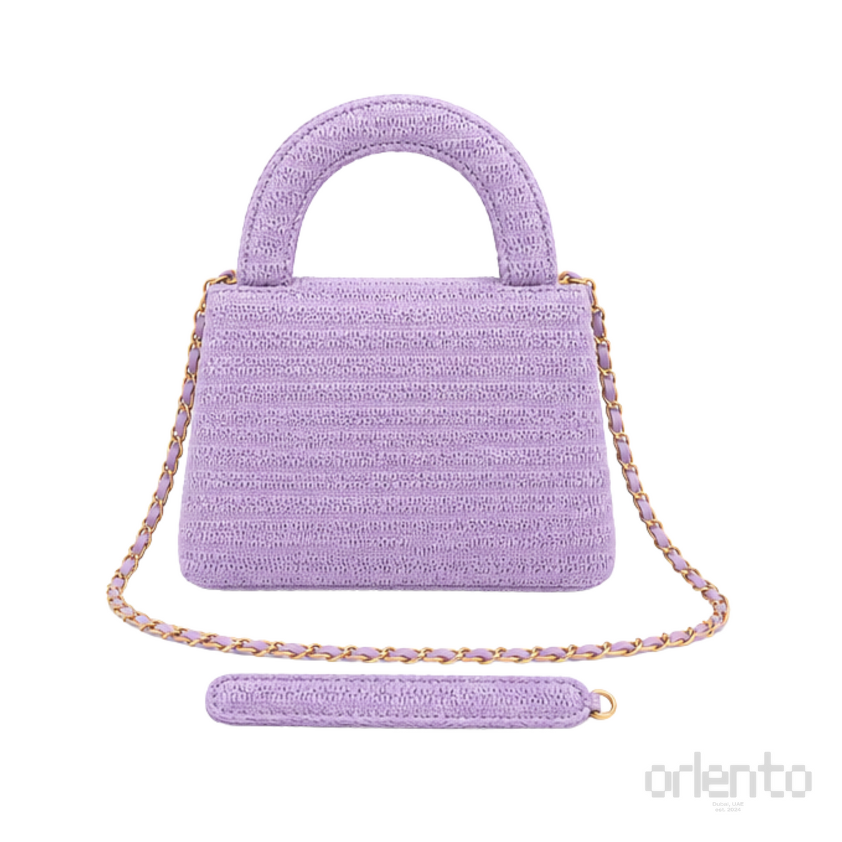 Chanel Mini Kelly Straw Purple Bag – product view