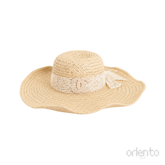 Chanel Straw Sun Hat Distinct Beige Straw Texture – product view