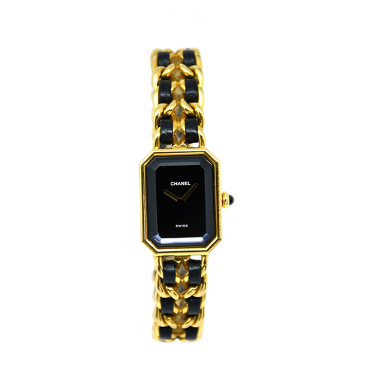 Chanel Watch |  Chanel Première Black Yellow Chain Leather Strap