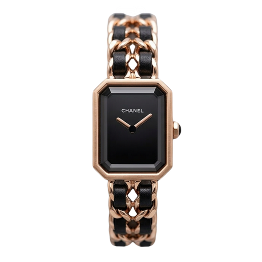 Chanel Watch | Première Édition Originale Rose Gold & Black Leather Chain