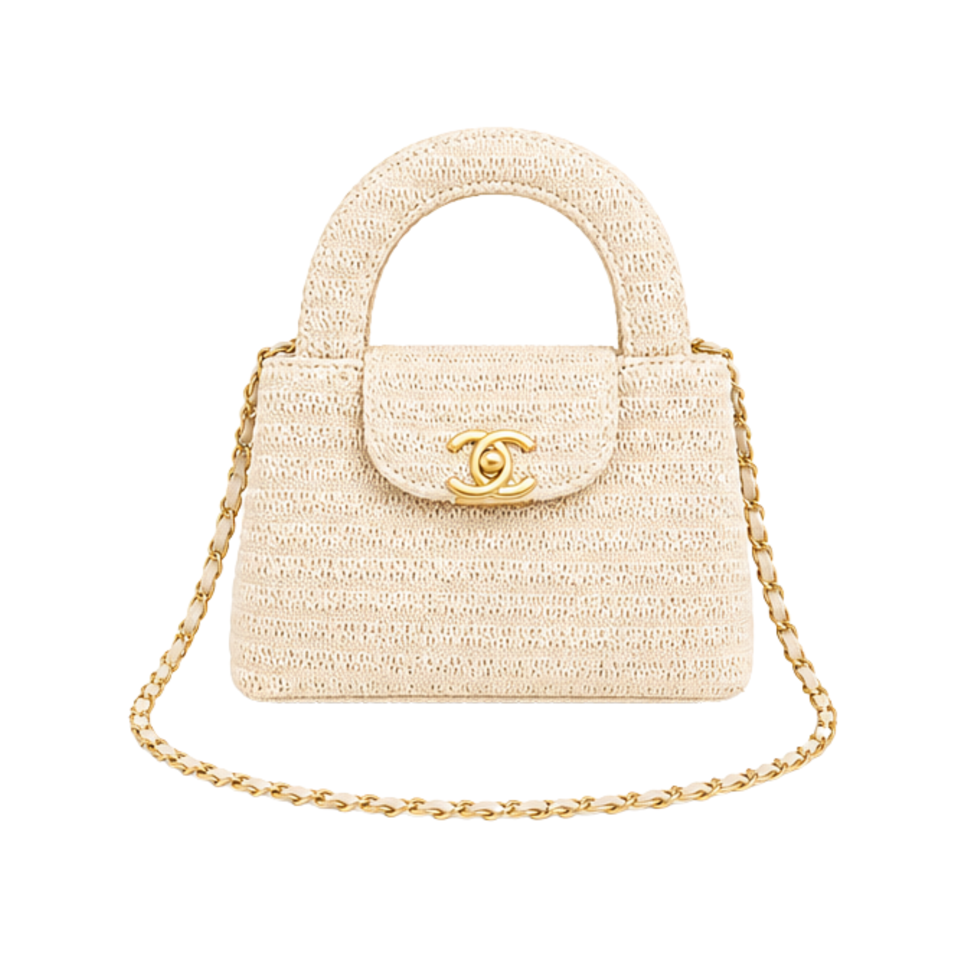 Chanel Mini Kelly Raffia Beige Bag – product view