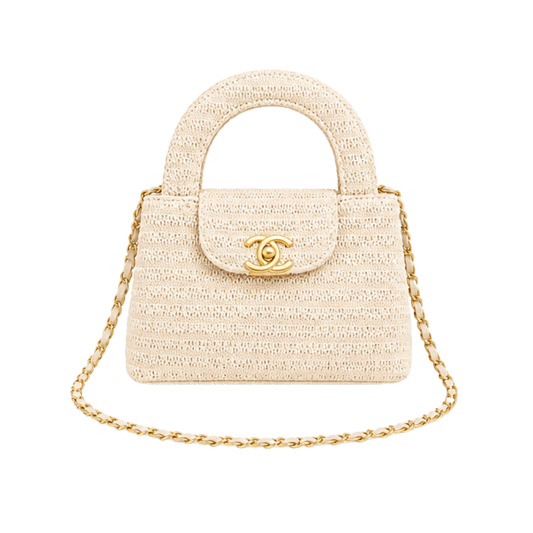 Chanel Mini Kelly Raffia Beige Bag – product view