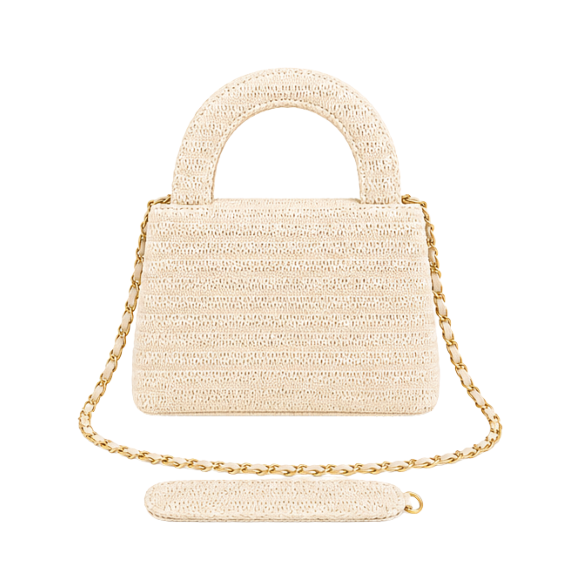 Chanel Mini Kelly Raffia Beige Bag – product view