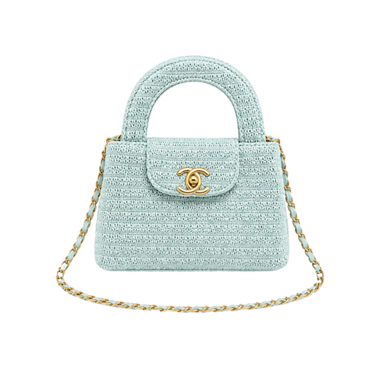 Chanel Mini Kelly Sea Green Raffia Bag – product view