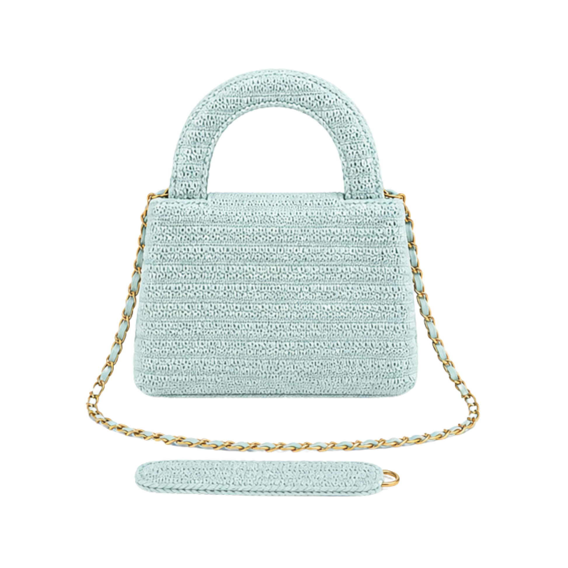 Chanel Mini Kelly Sea Green Raffia Bag – product view