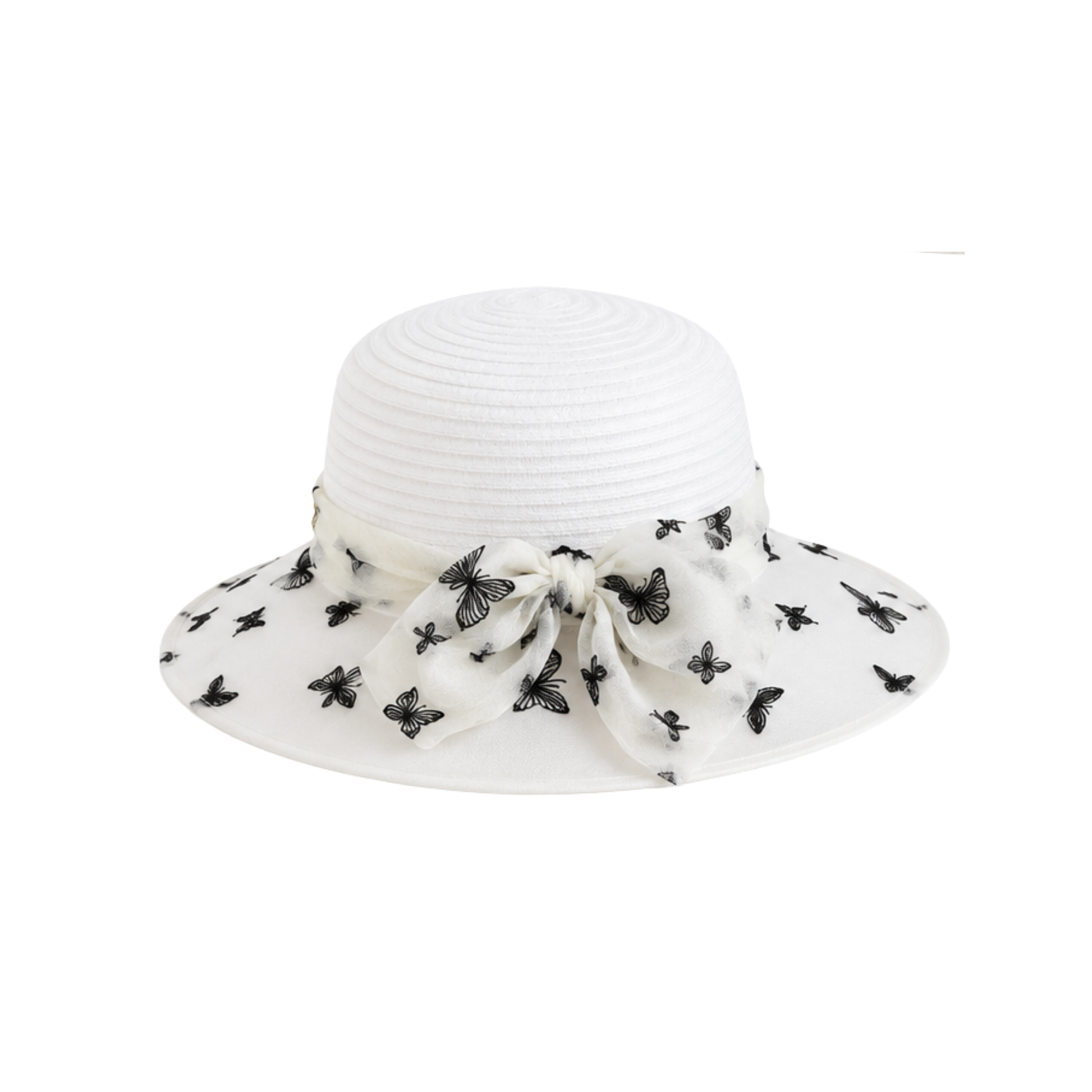 Dior D-Bobby Large Brim Butterfly Hat White Black – product view