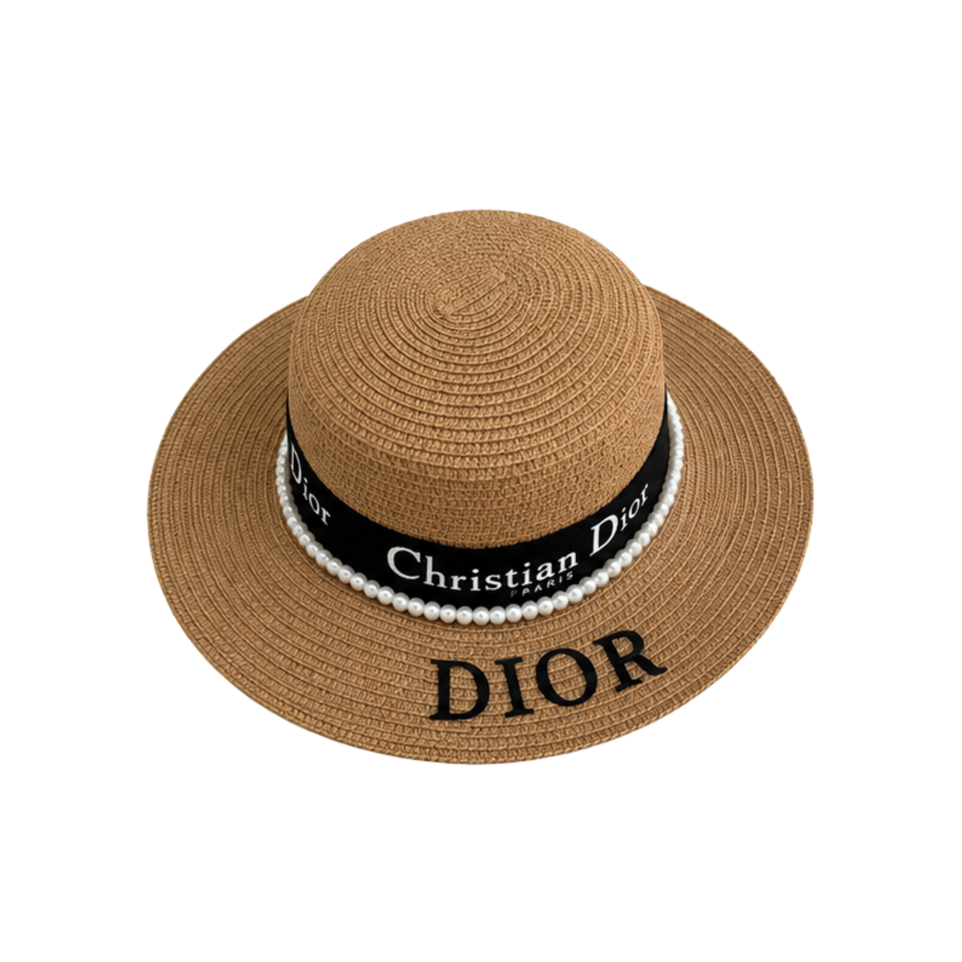 Dior D-Bobby Large Brim Straw Hat Natural Black – product view