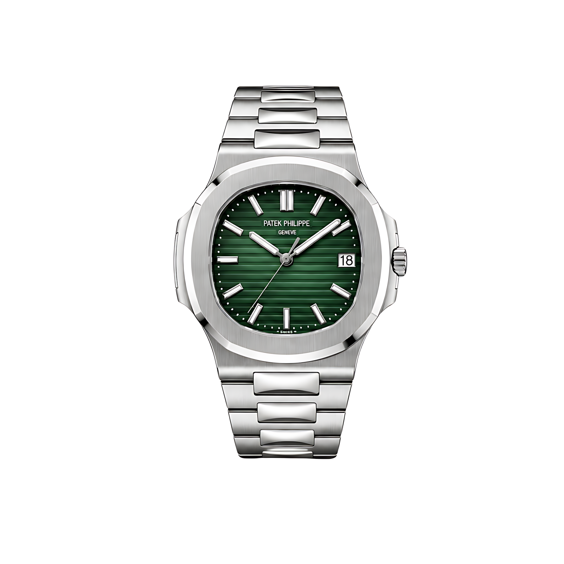 Patek Philippe Nautilus Green Dial Two Tone Silver Watch - image 1