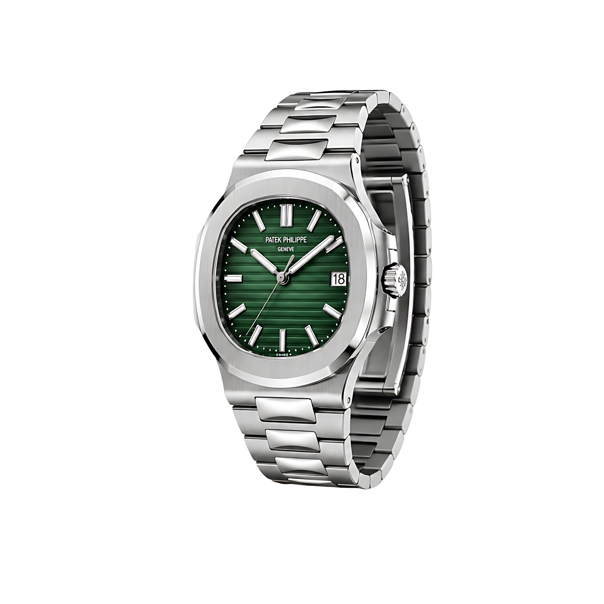 Patek Philippe Nautilus Green Dial Two Tone Silver Watch - image 3