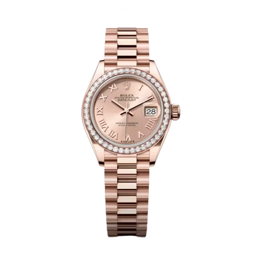 Rolex Watch | Datejust 28 Rose Dial Diamond Bezel