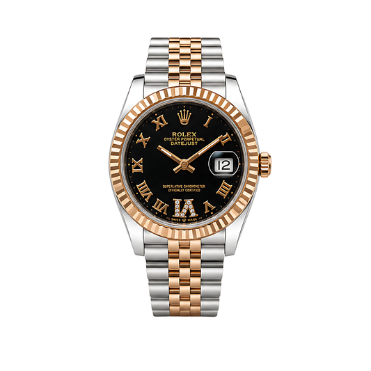 Rolex Datejust Black Diamond Dial Silver Watch - image 1