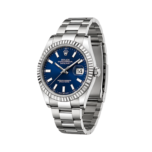 Rolex Datejust Blue Dial Fluted Bezel Silver Watch - image 2