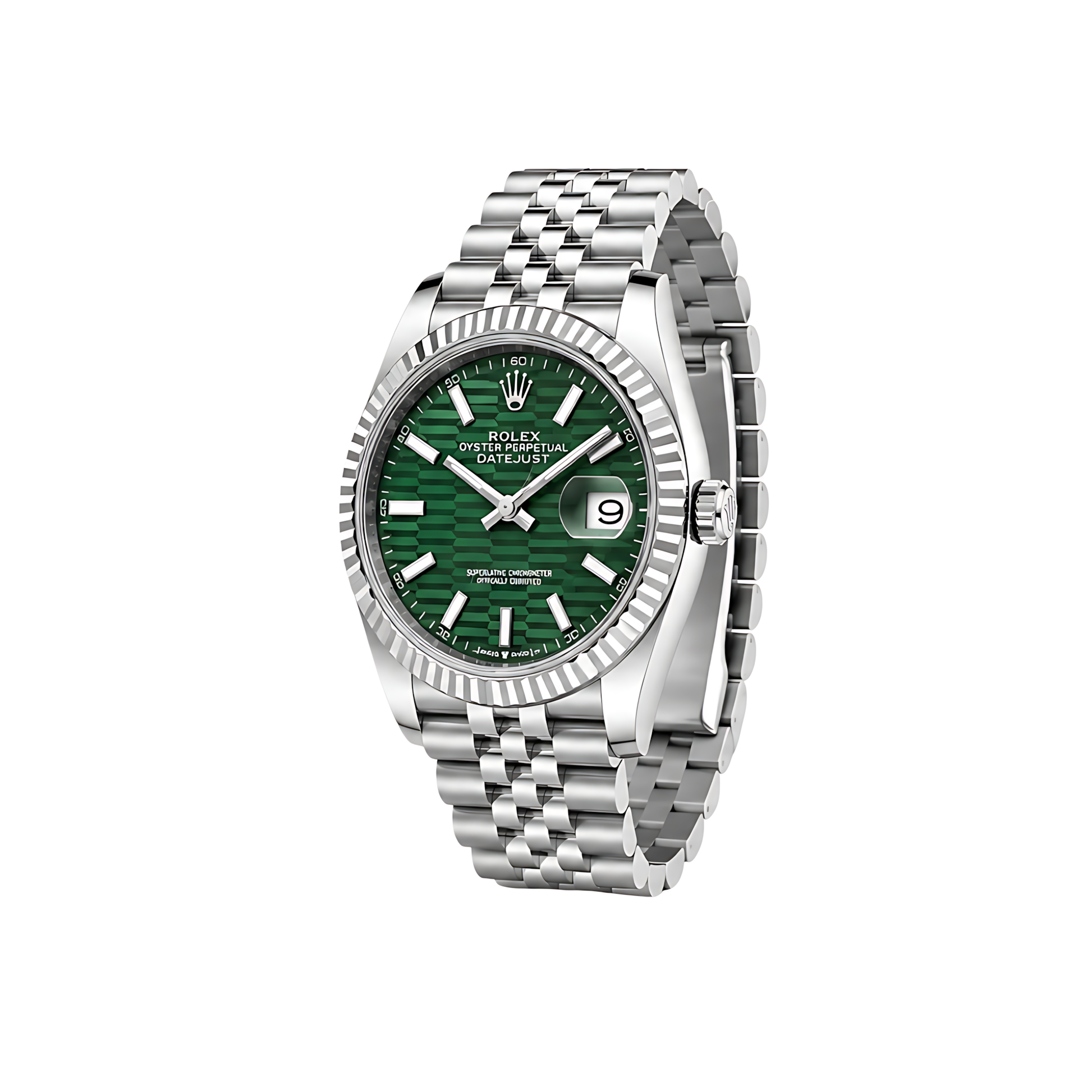 Rolex Datejust Mint Green Waffle Dial Silver Watch - image 2