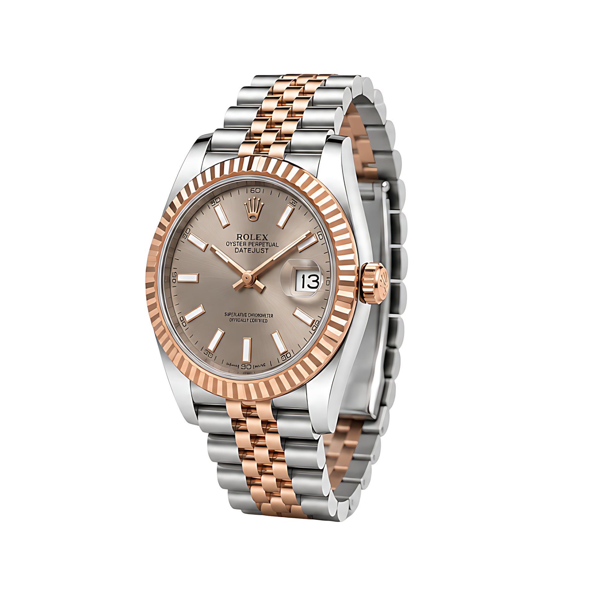 Rolex Datejust Sundust Dial Two Tone Rose Gold Watch - image 2