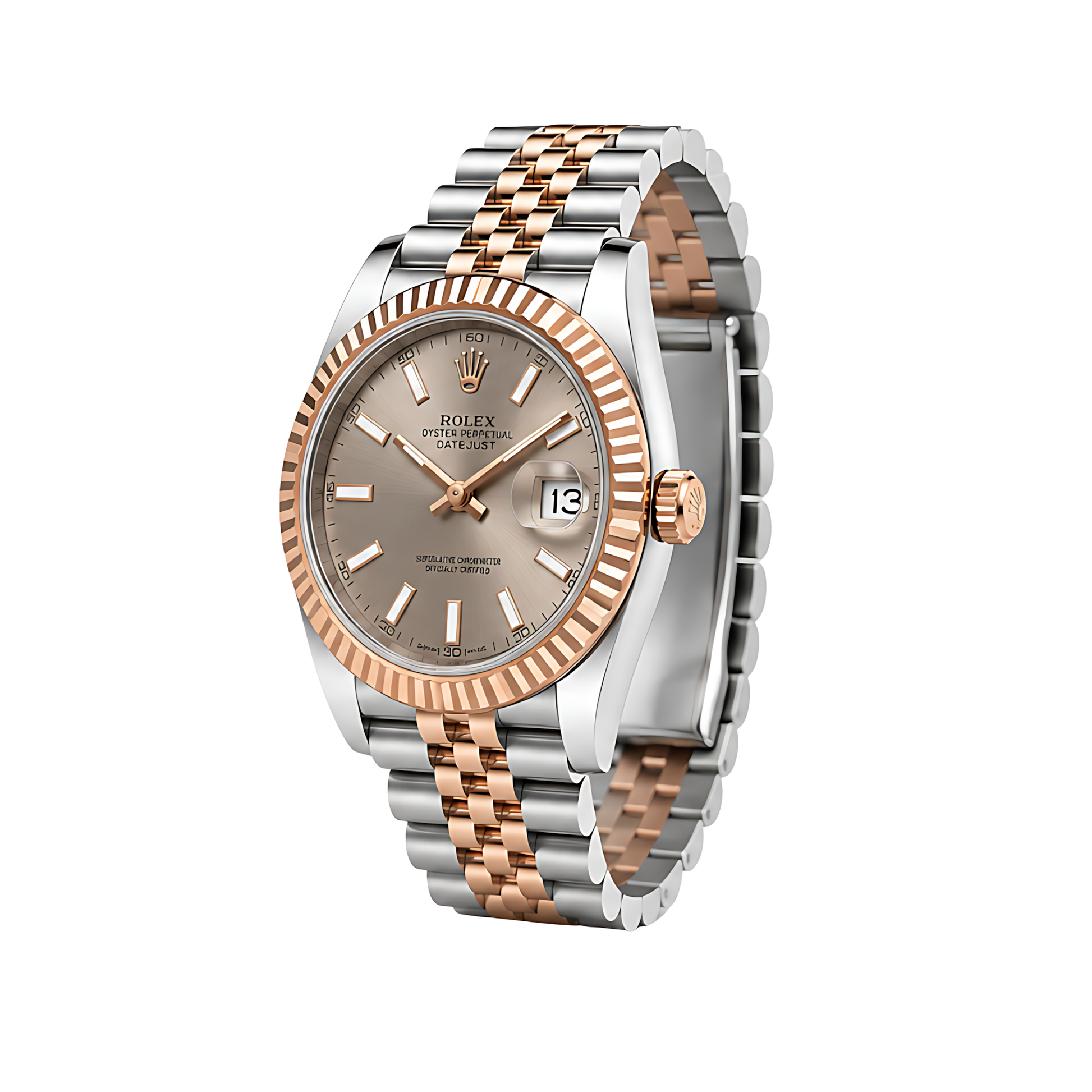 Rolex Datejust Sundust Dial Two Tone Rose Gold Watch - image 3